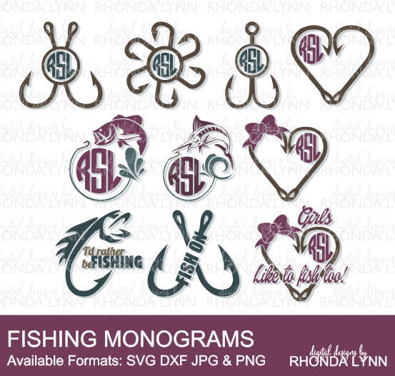 Download Sale Fishing Svg Dxf Jpg Png Cut Files Fishing Monogram Etsy