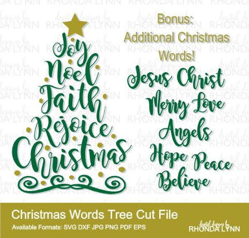 Download SALE Christmas Tree SVG Christmas Words SVG dxf png pdf ...