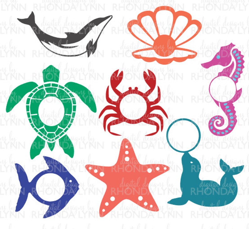 Download SALE Sea Life Monogram Cut Files Sea Turtle svg Fish svg | Etsy
