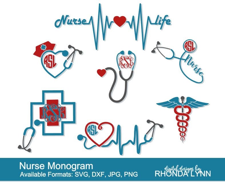 SALE! Nurse SVG, dxf, jpg, png vector cut file | Nurse Monogram | Ste…