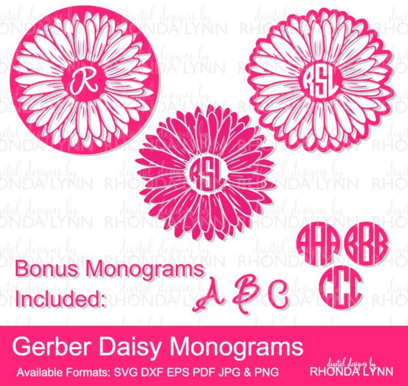 Download SALE Gerber Daisy SVG dxf eps pdf png jpg Monogram Daisy ...