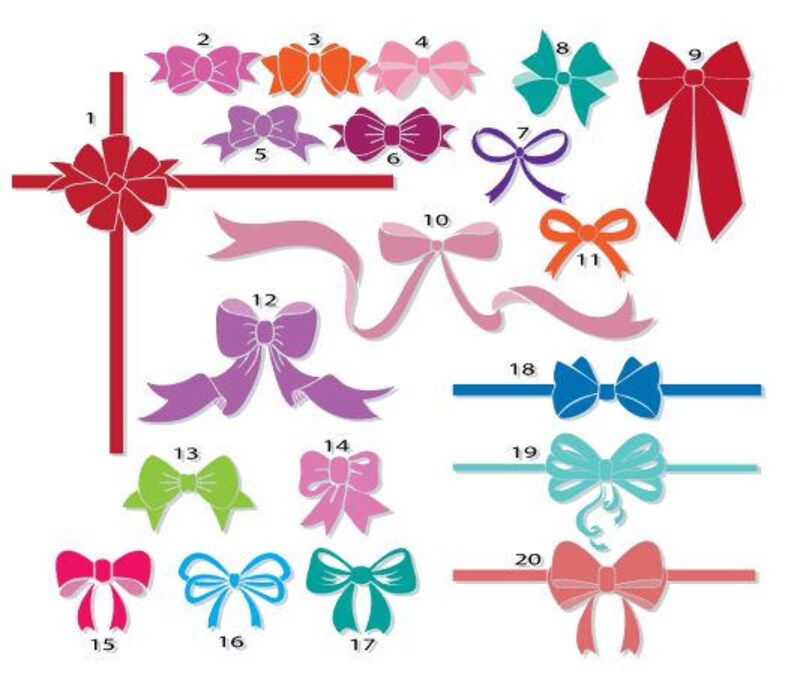 SALE 20 Gift Bows & Ribbon Cut Files Bow SVG Ribbon SVG Etsy
