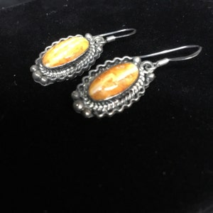 Navajo Spiny Oyster and Sterling Silver Earrings
