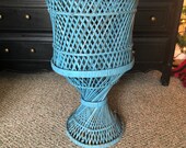 vintage wicker rattan planter Bohemian home decor outdoor decor