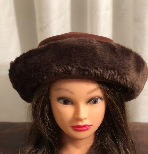 ladies vintage hat / ARLIN fur trimmed / ladies b… - image 1