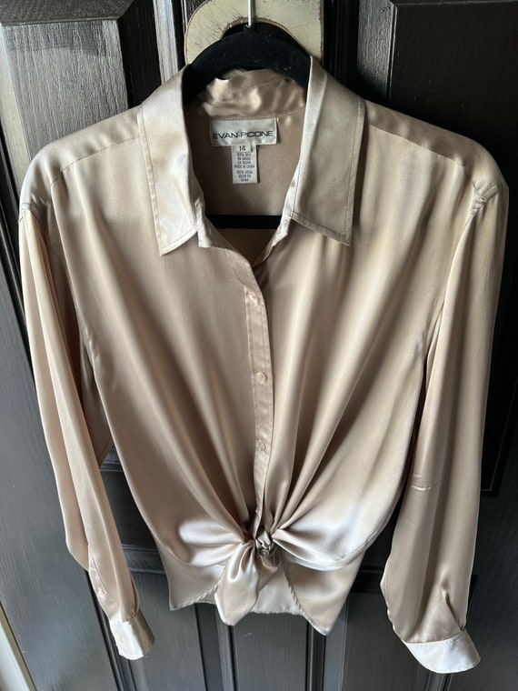 Vintage ladies bronze silk blouse Evan Piccone lo… - image 1