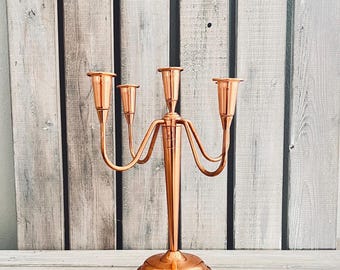Vintage copper  Candelabra centerpiece / Table centerpiece decor
