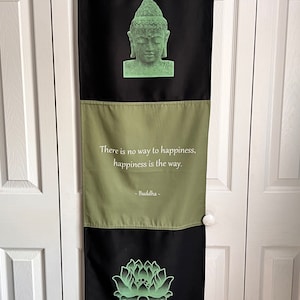 Vintage Buddha Happiness tapestry wall hanging / Buddha home decor