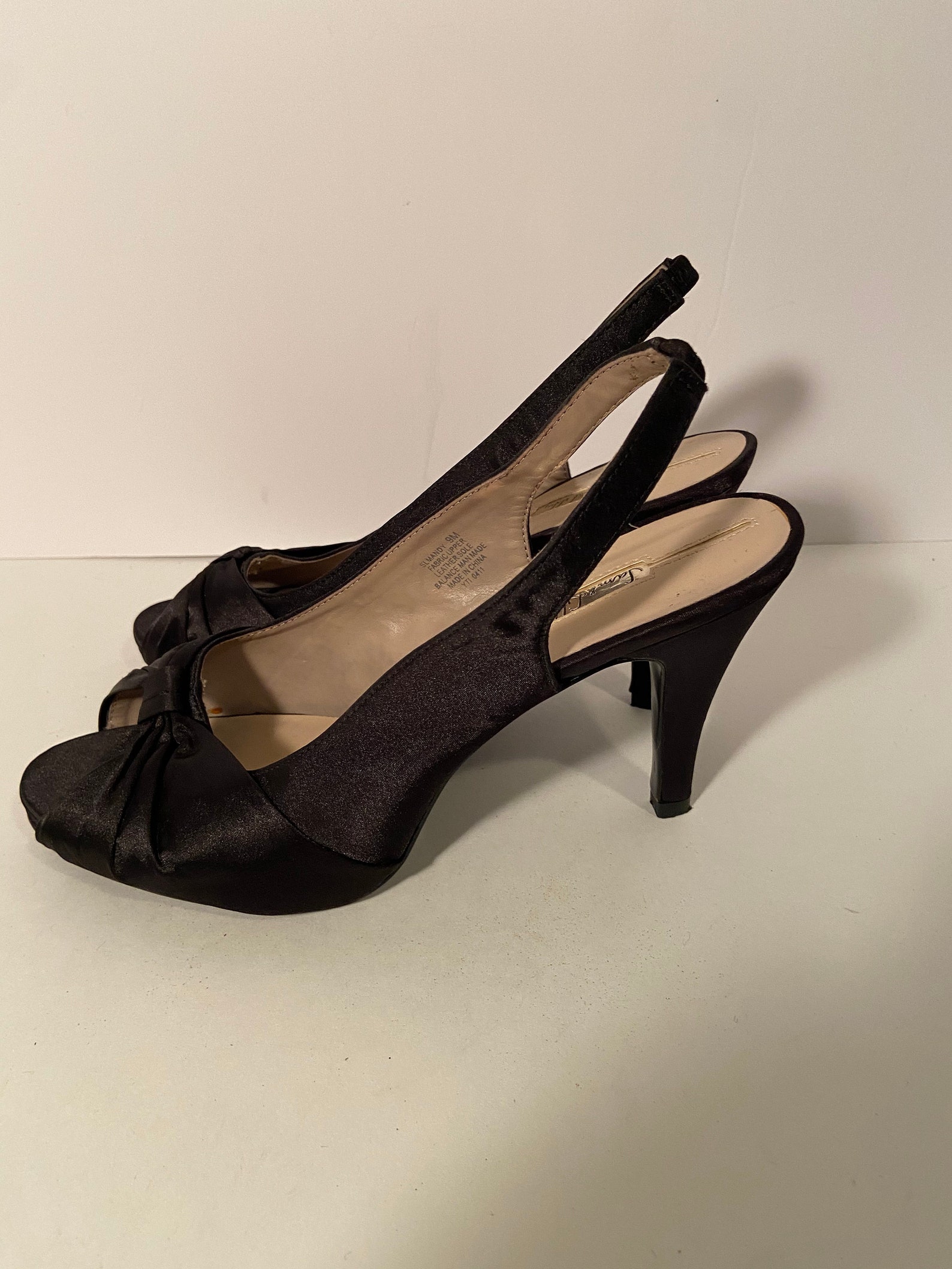 Vintage Sam and Libby Satin Peep Toe Sling Back Heels / - Etsy UK