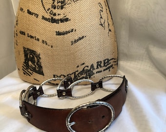 Vintage Brighton Belt / Chain Link and Dark Brown Leather  display picture 1