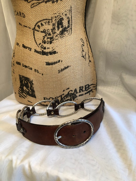 Vintage Brighton Belt / Chain Link and Dark Brown Leather  display picture 1