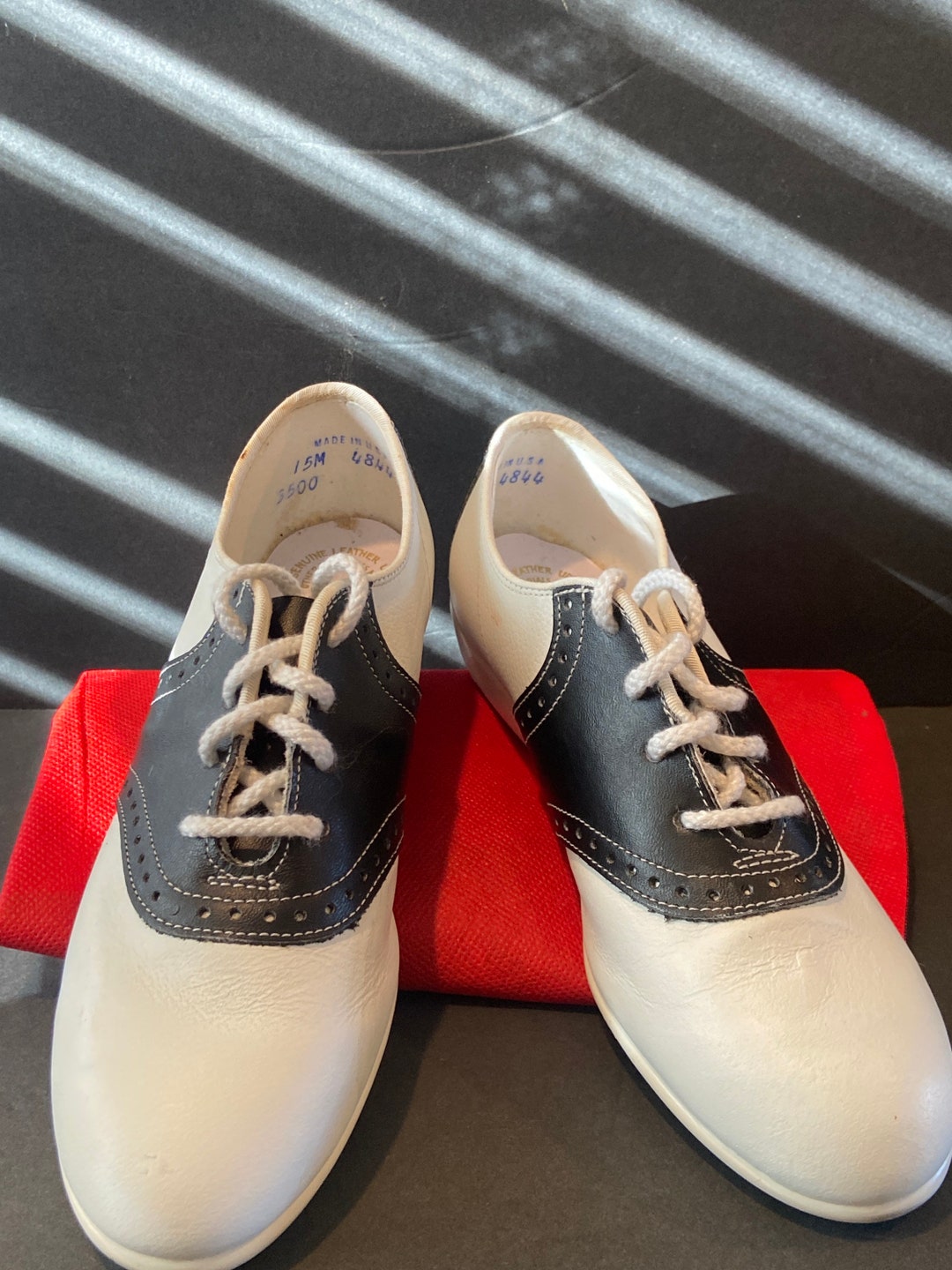 Vintage Leather Saddle Shoes, Uniform Shoes, Black and White Shoes