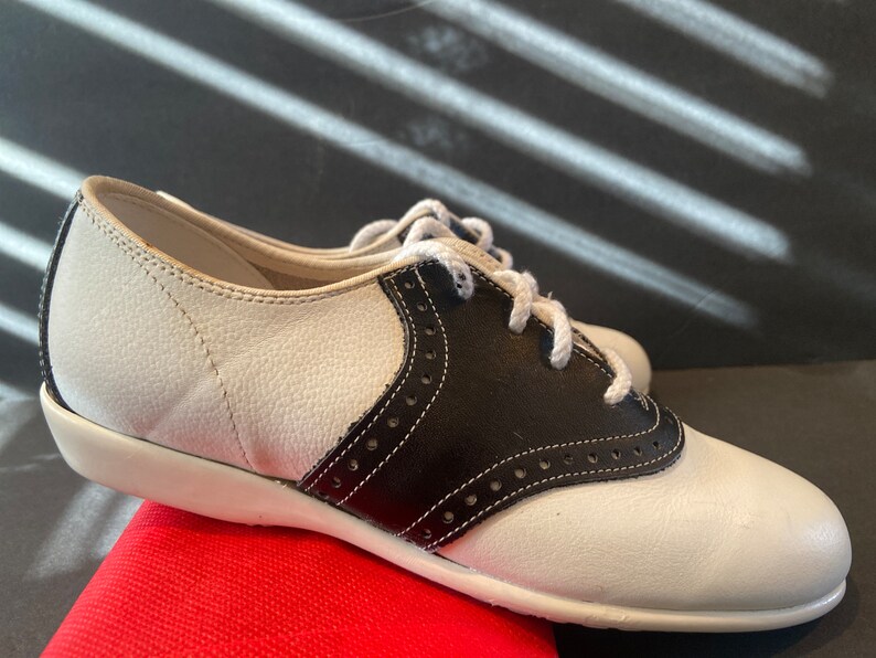 Vintage Leather Saddle Shoes Uniform Shoes Black and White Etsy