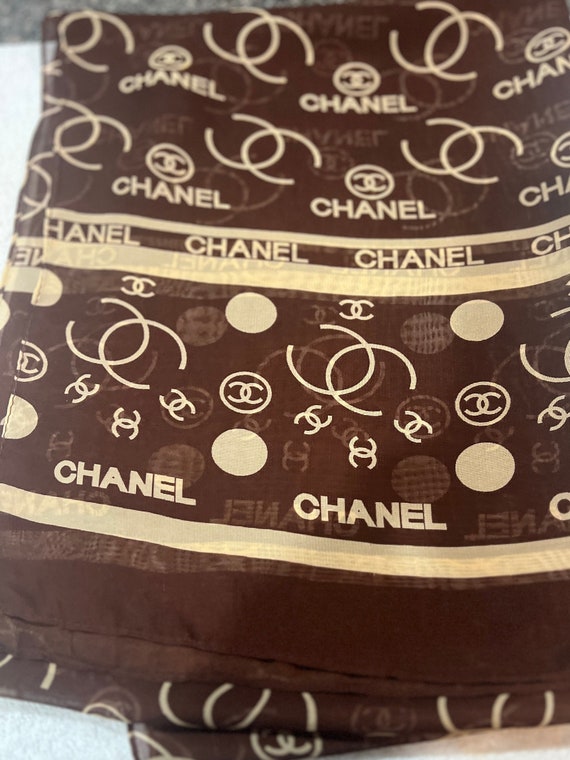 Vintage Chanel silk scarf/ classic brown and gold… - image 3