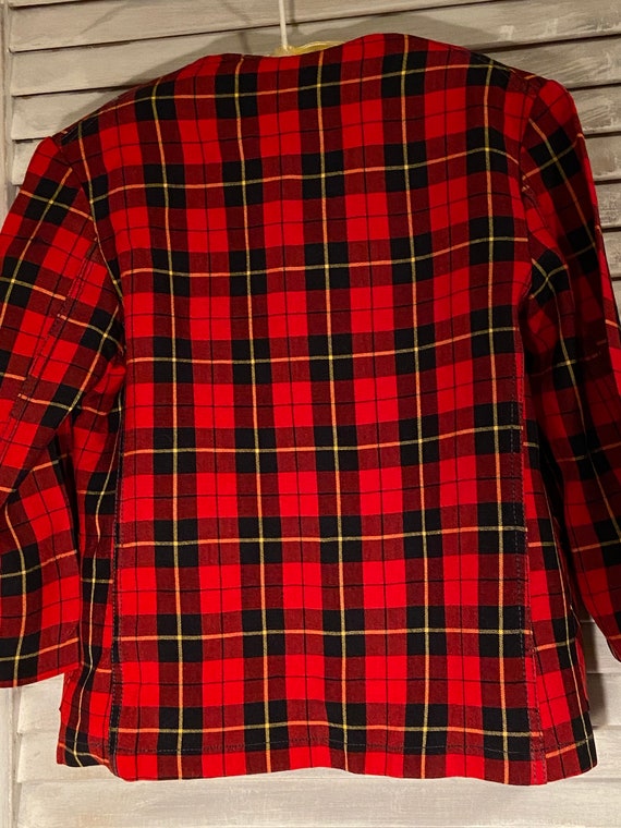 vintage little boys red plaid suit jacket with br… - image 6