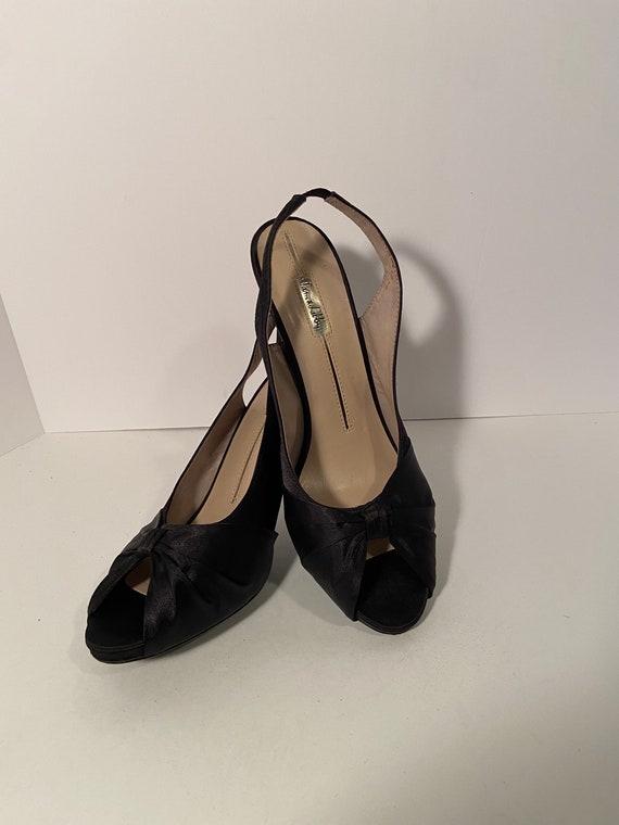 vintage Sam and Libby satin peep toe sling back he