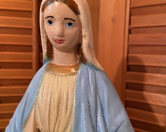 vintage Mother Mary plaster statue / religious home decor/ religious gift