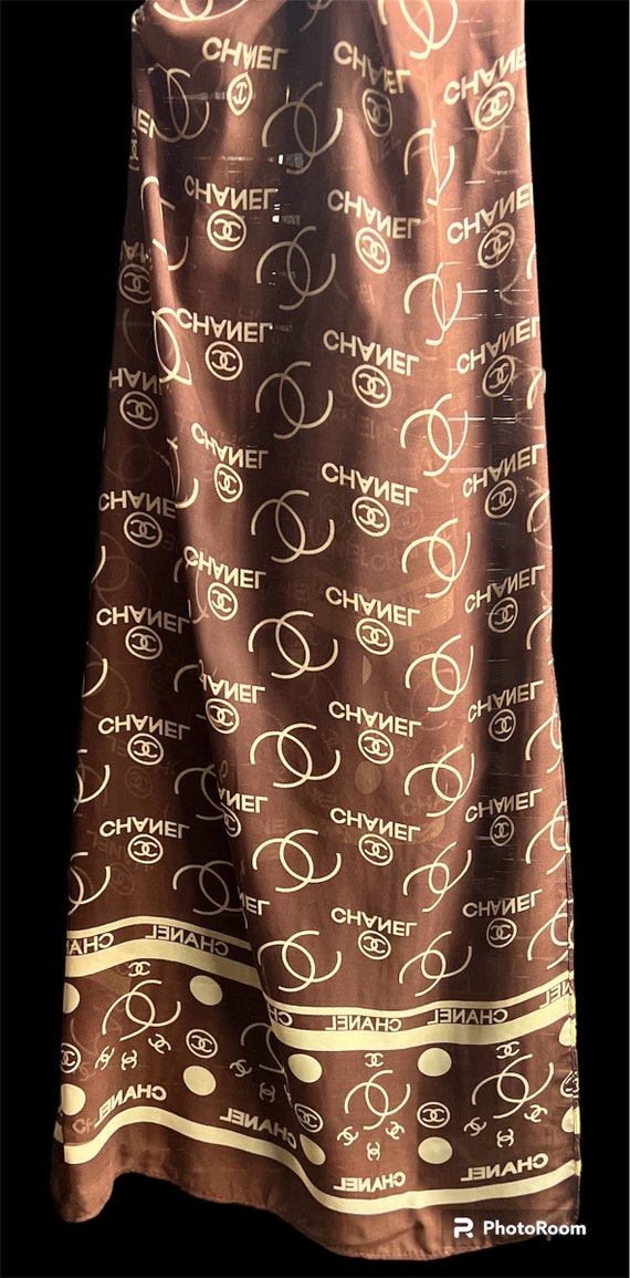 Vintage Chanel silk scarf/ classic brown and gold… - image 7