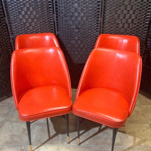 Modern retro  red/orange vinyl dining chair set of 4 / Lion brand products/LOCAL PICKUP ONLY