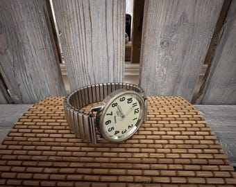 vintage unisex stainless steel flex band quartz watch