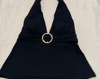 Vintage 90s Ralph Lauren Black Tankini Halter Top - Size 10