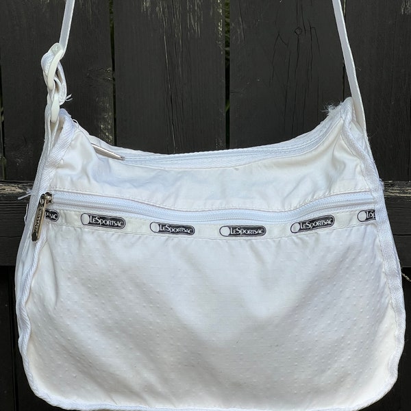vintage 80s  Le Sport Sac white messenger / shoulder bag / ladies purses/ vintage purses / ladies gift