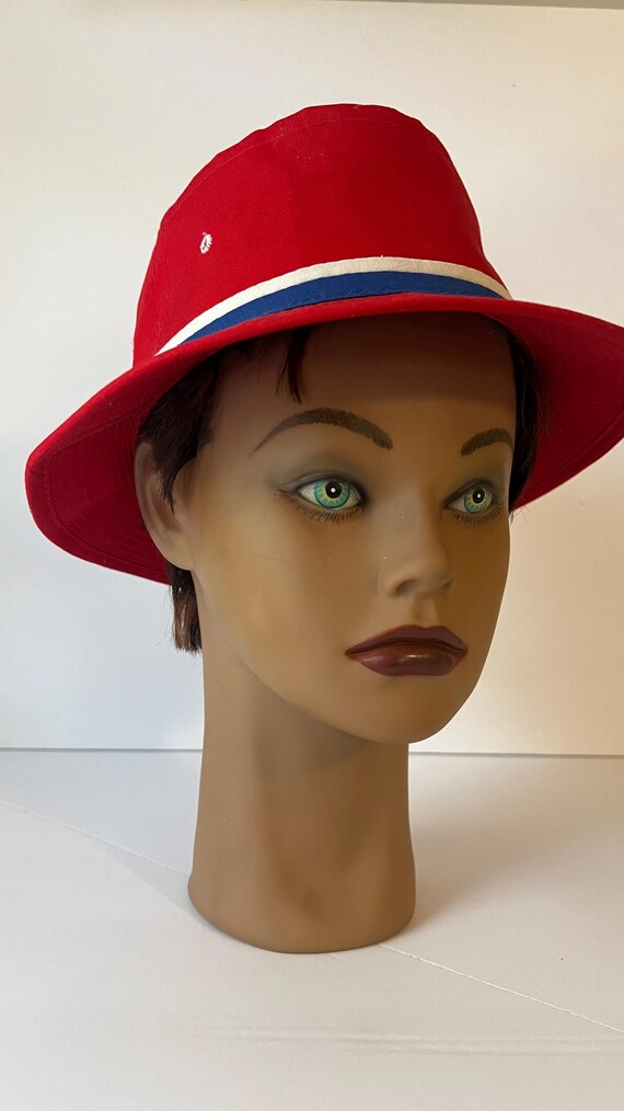 Vintage Red Cotton Bucket Hat: Unisex Beach Sun Hat - Etsy display picture 1