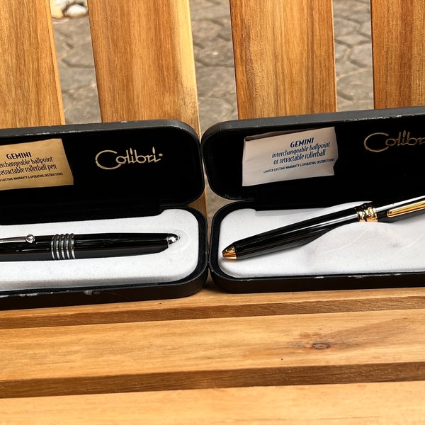 Vintage Colibri Gemini rollerball ballpoint pen set in original gift boxes  / executive rollerball Colibri pen/