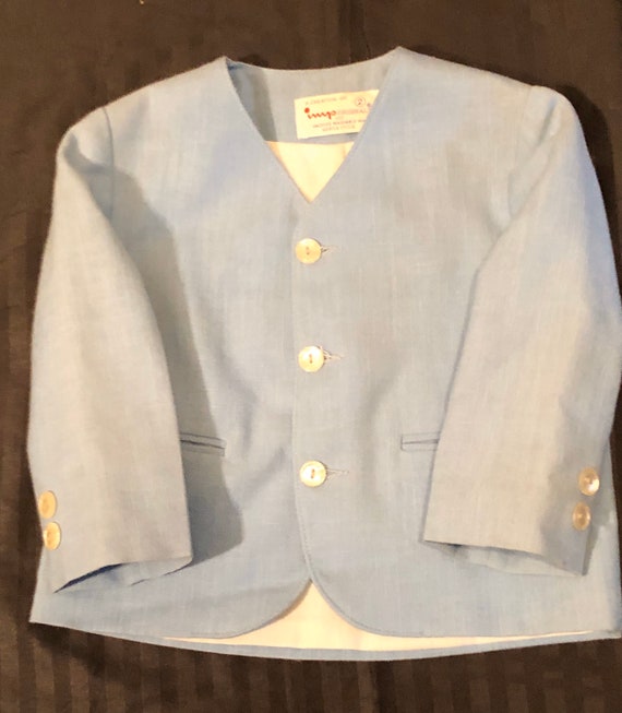Baby Boy Blue Linen Sports Jacket Vintage Baby Boy Clothing