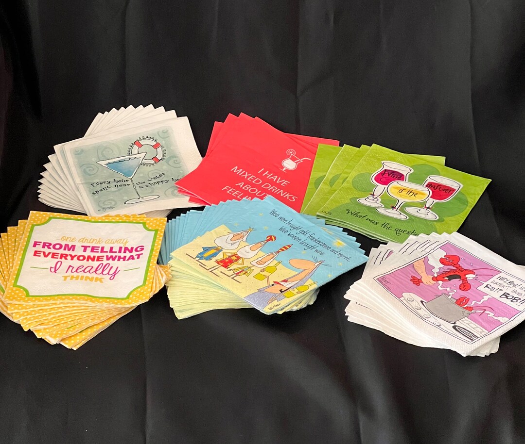 Vintage Paper Novelty Cocktail Napkins /vintage Barware /vintage