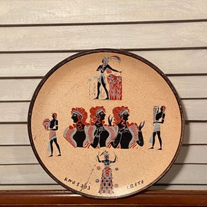 vintage knossos crete Greek art small wall hanging plate