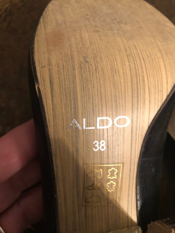 vintage Aldo black leather pumps with snakeskin h… - image 5