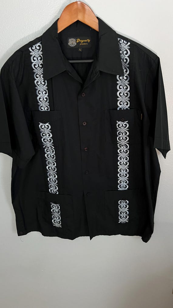 Mexican Embroidered Guayabera 100% Cotton Black 603113 main image 0