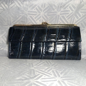Cartera vintage Lady Buxton de piel de cerdo en color azul marino / NUEVA / accesorios para mujer / regalo para mujer