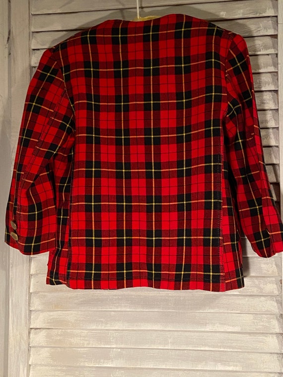 vintage little boys red plaid suit jacket with br… - image 4