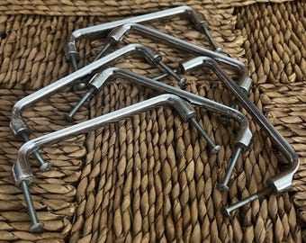 vintage silver chrome drawer pulls / drawer hardware