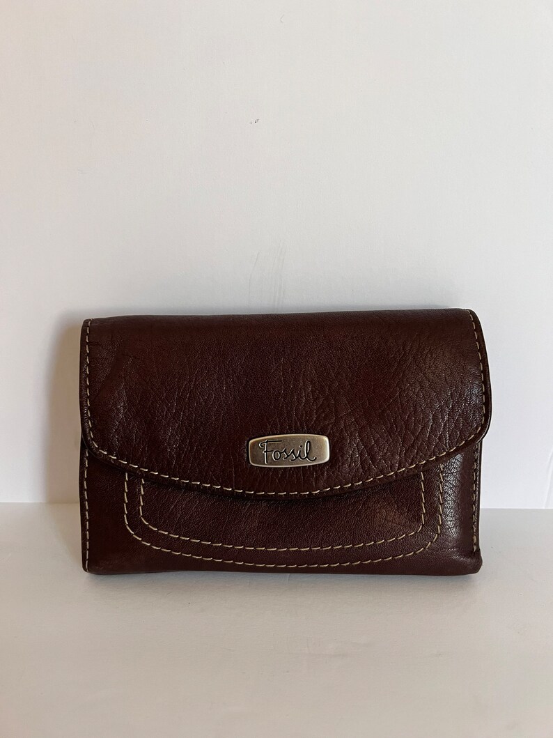 Vintage Fossil Brown Leather Wallet / Ladies Accessories / Etsy