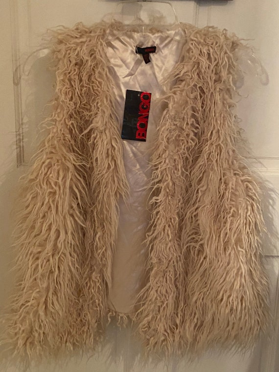 vintage BONGO new cream faux fur vest jacket / uni