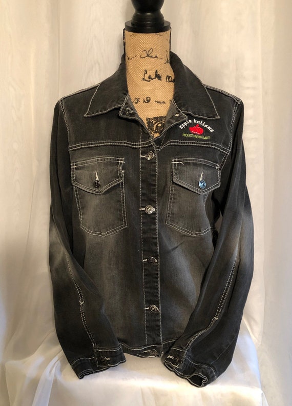 vintage Apple Bottom Jeans black faded jean jacket