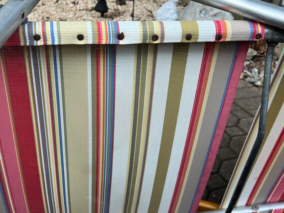 Vintage Frontgate 3 Position Striped Aluminum Beach Chair With Cup Holders Beach Chairs Frontgate Lawn Beach Chairs Etsy