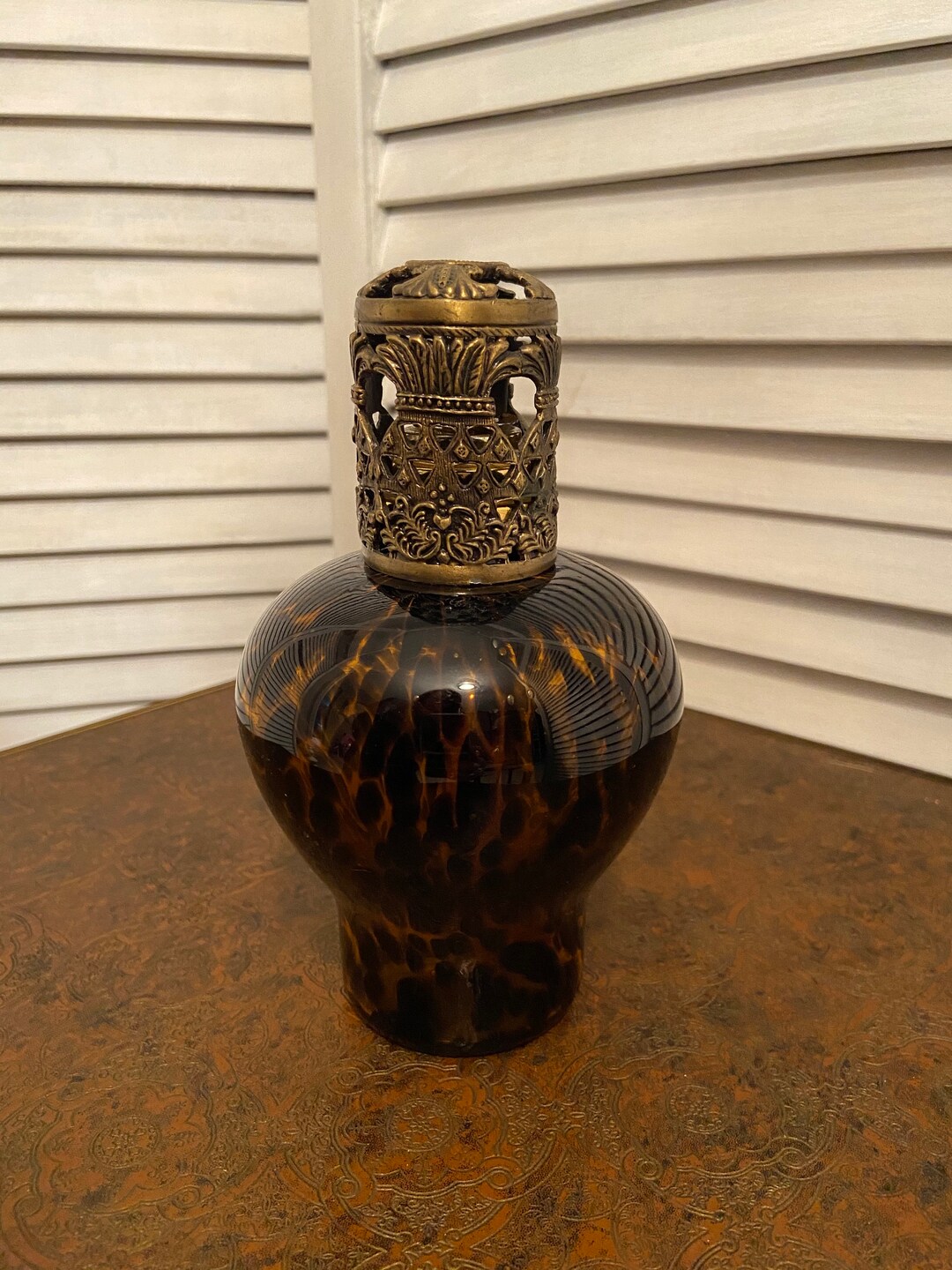Vintage Blown Glass Fragrance Oil Burner With Decorative Etsy
