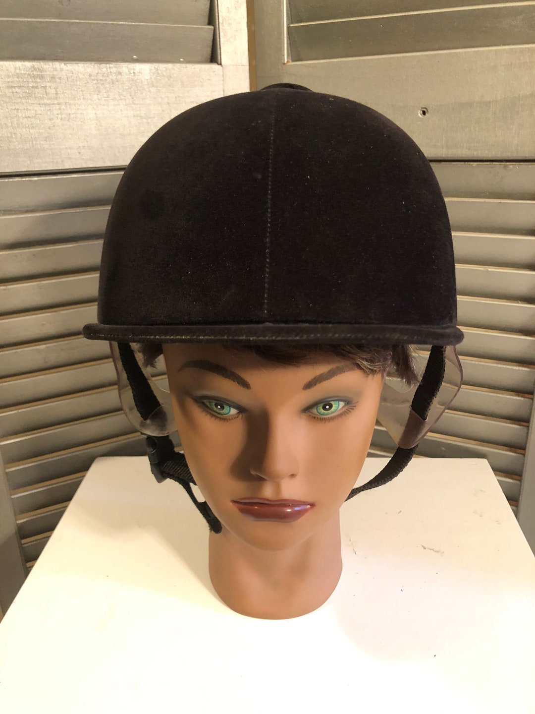 Casque D'Equitation Vintage Velours Noir - Taille 7 1/4 - Casquette De Chasse