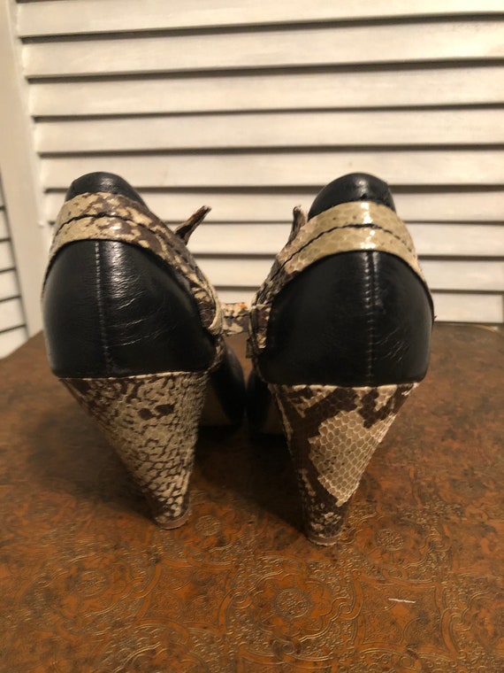 vintage Aldo black leather pumps with snakeskin h… - image 6