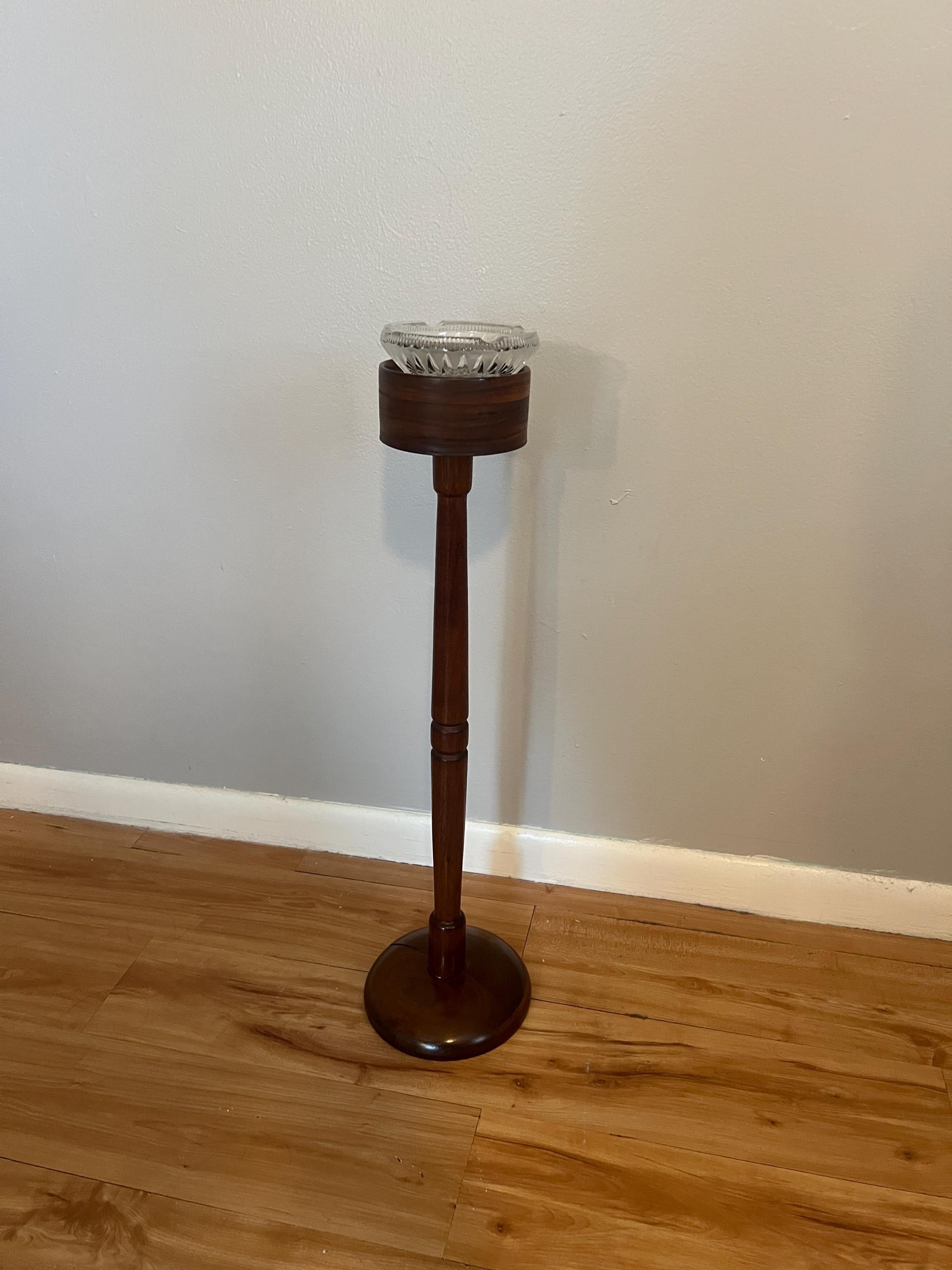 Vintage Solid Wood Pedestal Smoking Stand / Vintage Ashtray Stand