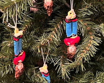 vintage bungee jumper girl holiday ornament set of 4