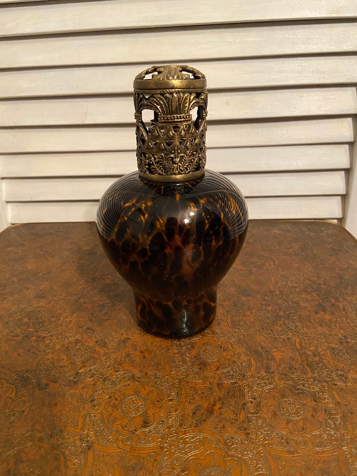 Vintage Blown Glass Fragrance Oil Burner With Decorative Etsy