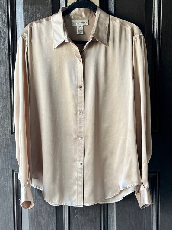 Vintage ladies bronze silk blouse Evan Piccone lo… - image 3