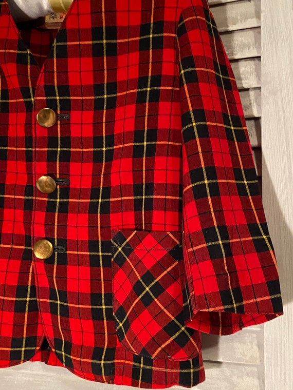 vintage little boys red plaid suit jacket with br… - image 8