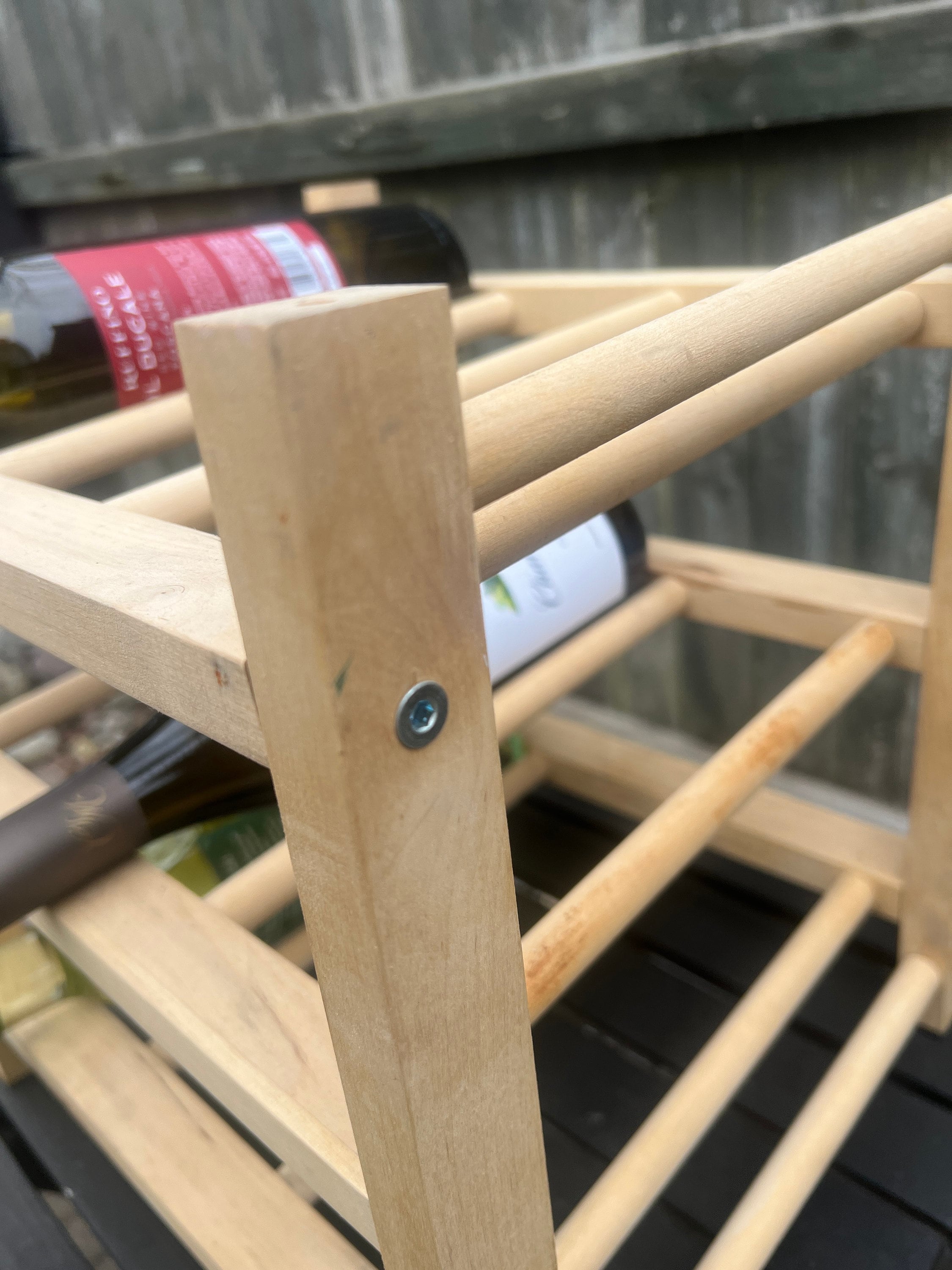 IKEA Hutten Wooden 9-bottle Wine Rack: Unfinished Wood