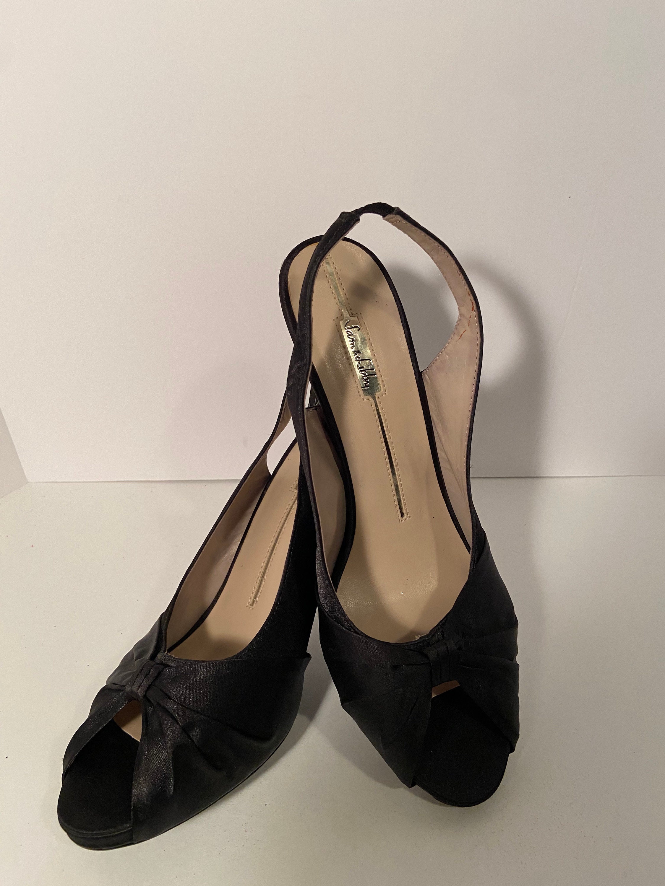 Vintage Sam and Libby Satin Peep Toe Sling Back Heels / - Etsy UK